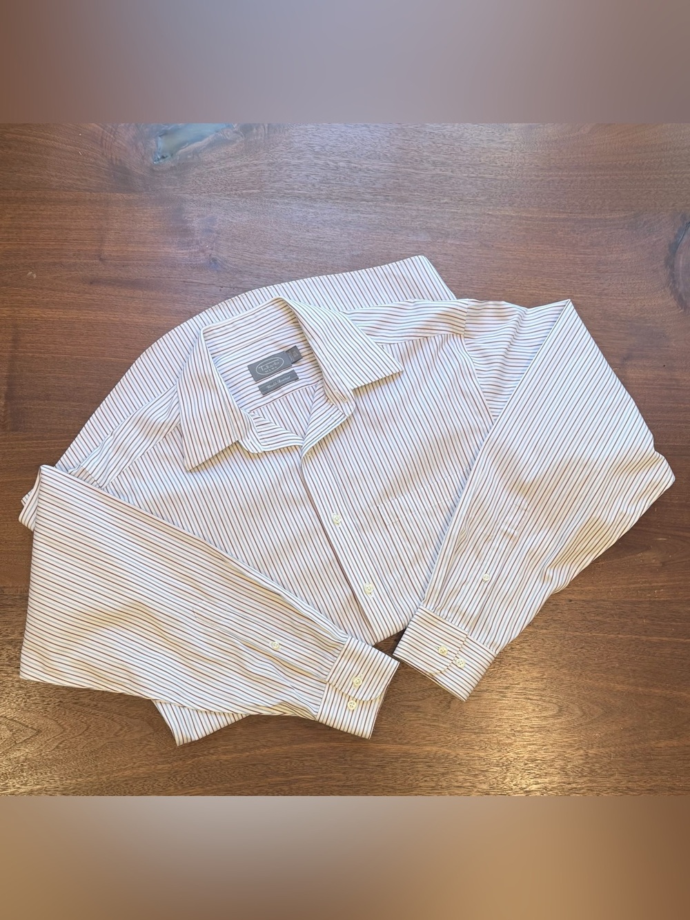 Talbots Wrinkle Resistant Striped Collar Button Dress Shirt 15.5, 34/35 - Picture 5 of 6